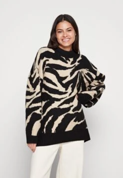 Monki Jumper - Black Dark/Beige