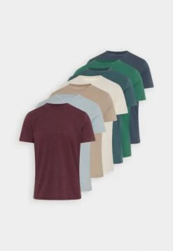 Pier One 7 Pack - Basic T-Shirt - Blue/Mottled Bordeaux/White -Fashion Clothing Store 40238aec486841c1aa91cee1f0bc607e