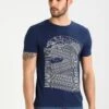 Pier One Print T-Shirt - Dark Blue/White