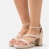 Leather- High Heeled Sandals - Light Pink