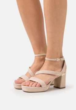 Leather- High Heeled Sandals - Light Pink