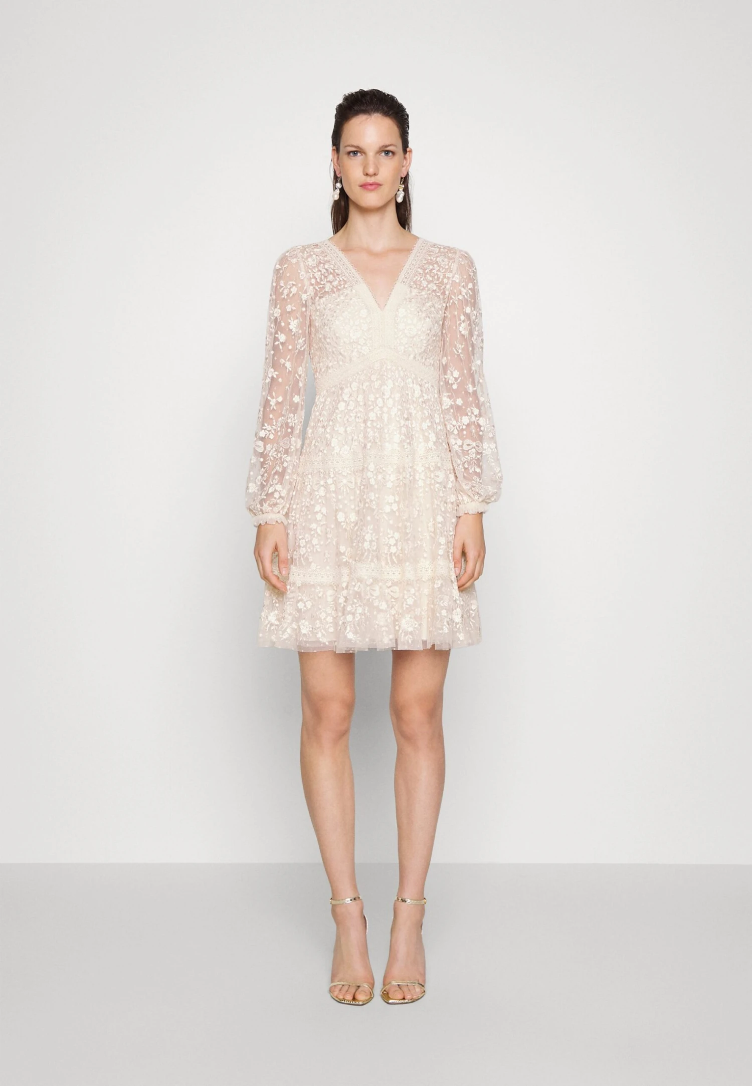 Needle & Thread Celestia Ribbon Mini Dress - Cocktail Dress / Party Dress - Champagne 1 Needle & Thread Celestia Ribbon Mini Dress - Cocktail Dress / Party Dress - Champagne