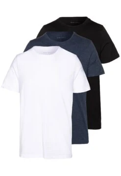 Pier One 3 Pack - Basic T-Shirt - Black/White/Blue