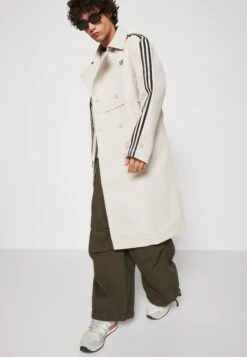 Adidas Originals 3 Stripe Coat Unisex - Trenchcoat - Beige -Fashion Clothing Store 9bde2a46fb7e4e9dbe6c047bc2d8afdb