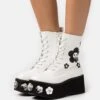 KOI FOOTWEAR Silent Screams Platform Boots - Platform Ankle Boots - White