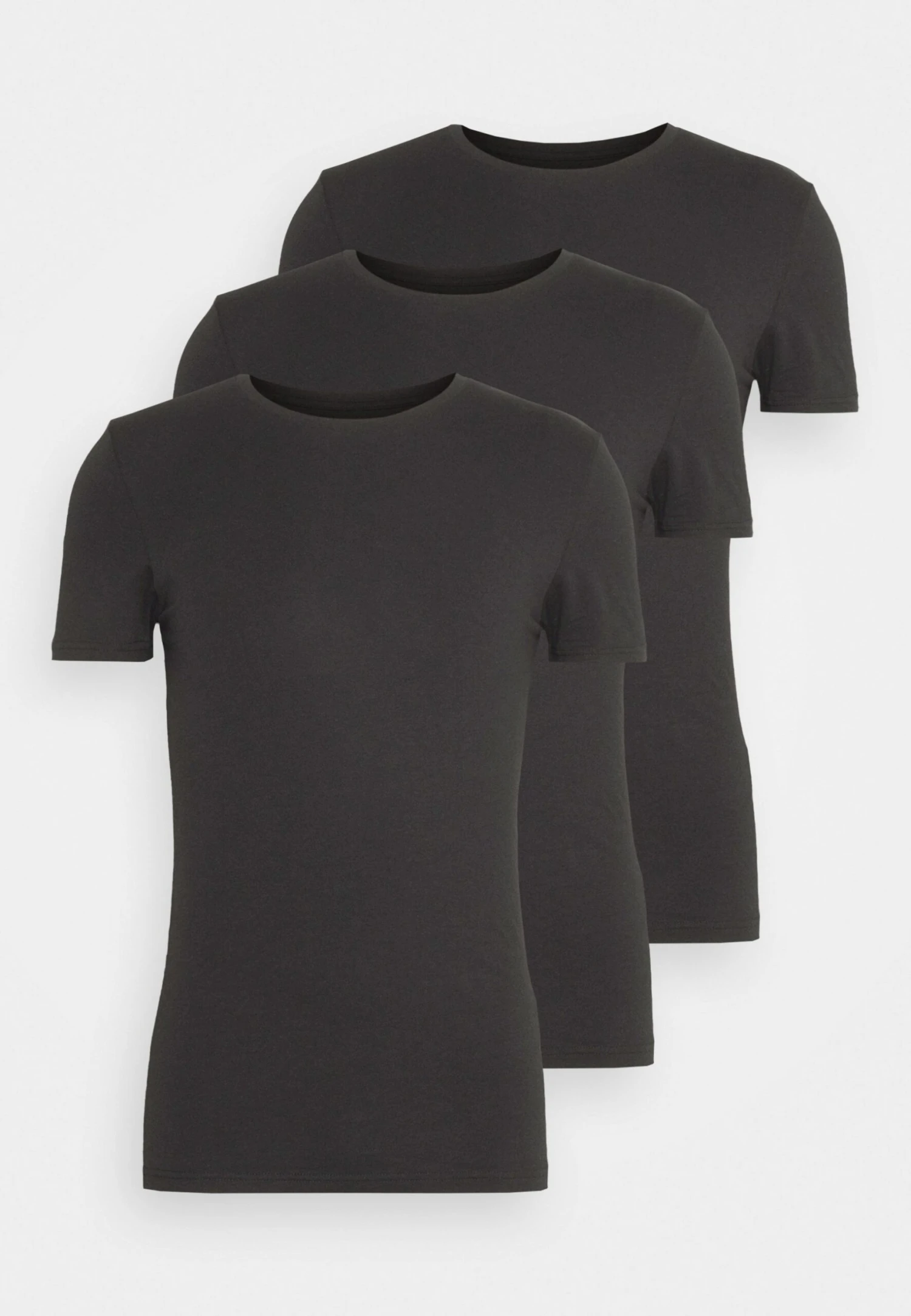 Pier One 3 Pack Muscle Fit- Basic T-Shirt - Black 4 Pier One 3 Pack Muscle Fit- Basic T-Shirt - Black - Image 4