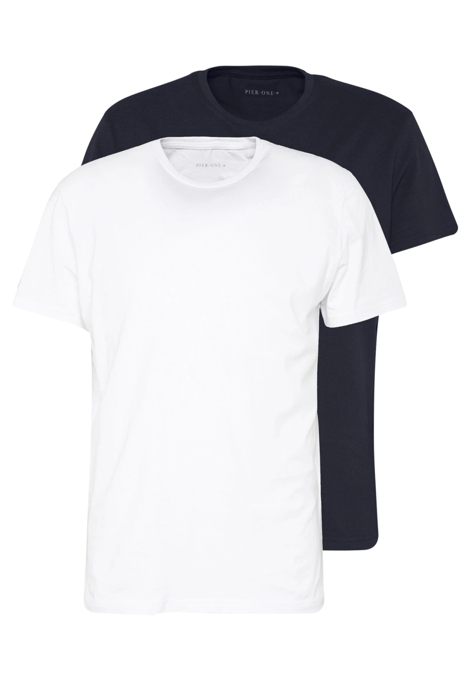 Pier One 2 Pack - Basic T-Shirt - White/Dark Blue 1 Pier One 2 Pack - Basic T-Shirt - White/Dark Blue