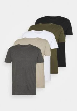Pier One 5 Pack - Basic T-Shirt - White/Dark Grey/Black -Fashion Clothing Store c8b9f5cce9884e23aebd3711252e2349