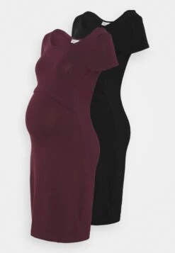2Er Pack Nursing Function Dress - Shift Dress - Black/Bordeaux -Fashion Clothing Store d2587d5bbf414ed687a71c7bfef589b6